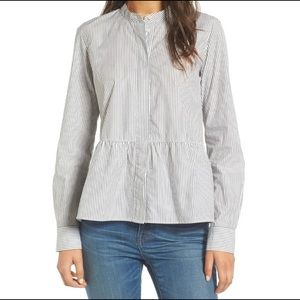Madewell Striped Peplum Button Up Blouse / L